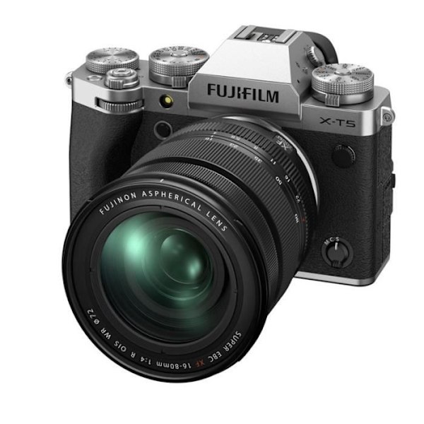 FUJIFILM Hybrid X-T5 SILVER + Fujinon XF 16-80 F/4 WR objektiv 3 års garanti