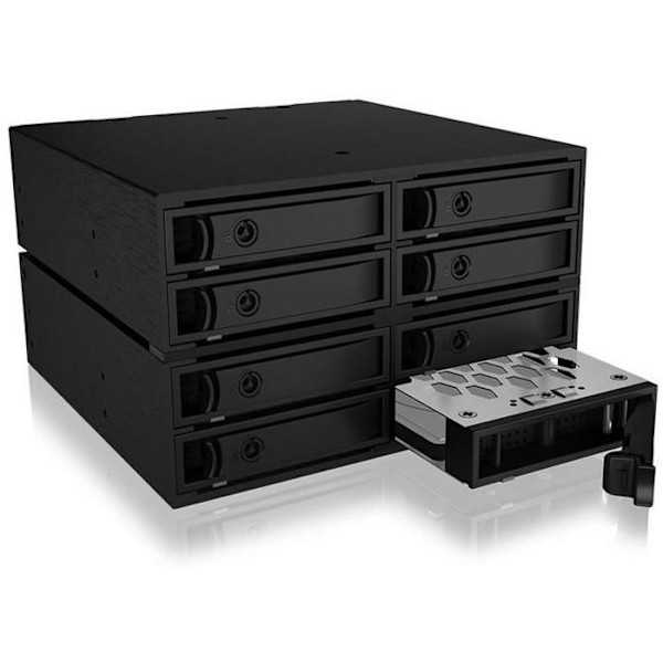 ICY BOX IB-2281SAS-12G - Mobilt rack för 8 x 2,5" SATA/SAS HDD / SSD i 2 x 5,25" fack ( Kategori: Fodraltillbehör ) Svart