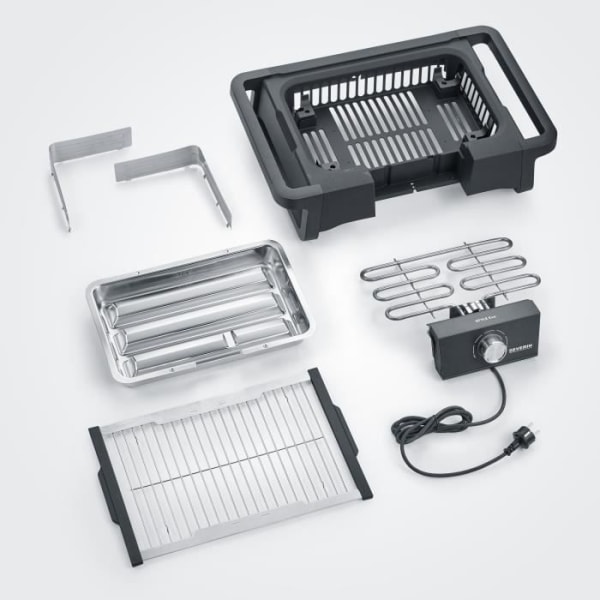 SEVERIN PG8123 Evo Style Bordsgrill 2500W - 0° till 350°C på 10 min - Rök- och luktreducerande vattenbricka - Vindskydd - Svart