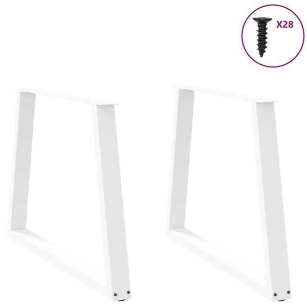 vidaXL V-formade matbordsben, 2 stycken, vit, 90 x (72-73,3) cm, stål 4012577