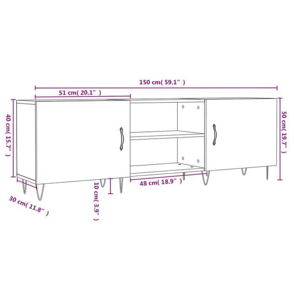 vidaXL TV-möbel i rökig ek 150x30x50 cm av MDF 829097