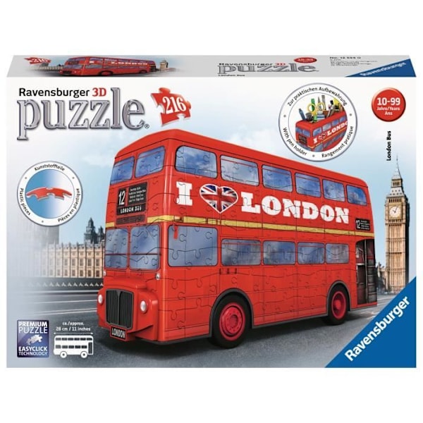 3D Puzzle London Bus - Ravensburger - Fordon 216 bitar utan lim - Från 8 år Flerfärgad