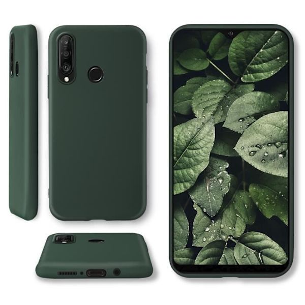 Moozy Minimalist Series Silikontelefonfodral för Huawei P30 Lite, Skogsgrön - Matt finish, Mjukt Slim Cover