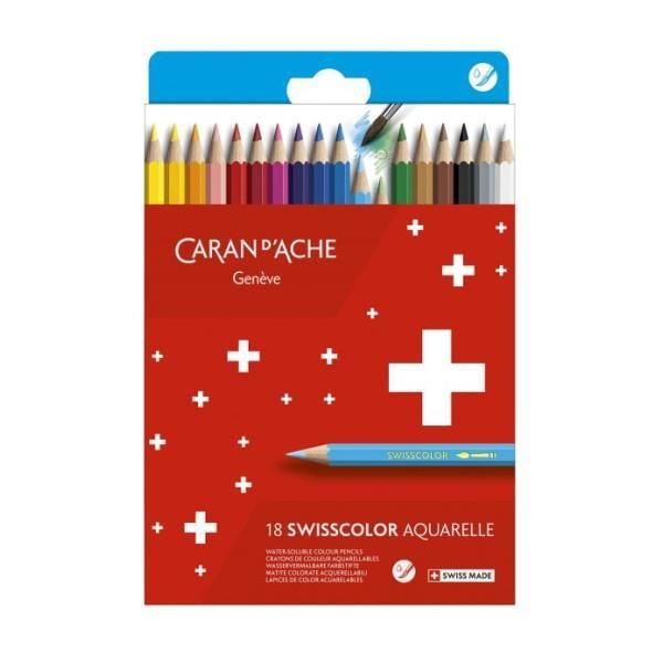 Färgpennor - 18 färger - Caran d'Ache - Swisscolor - Vattenfärger 18 färger