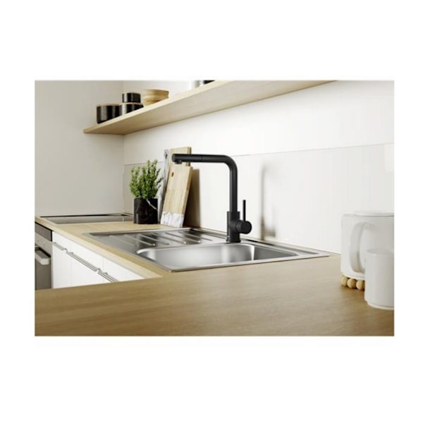 Blandare med duschhandtag - BLANCO - 526660 - Matt svart - Svängbar pip - Keramisk patron Matte svart