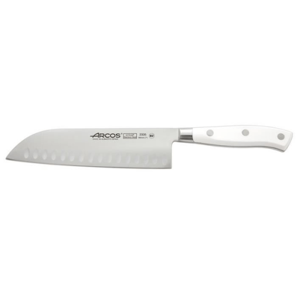 Smidd Santoku-kniv med bikakeblad 18cm Rivier...