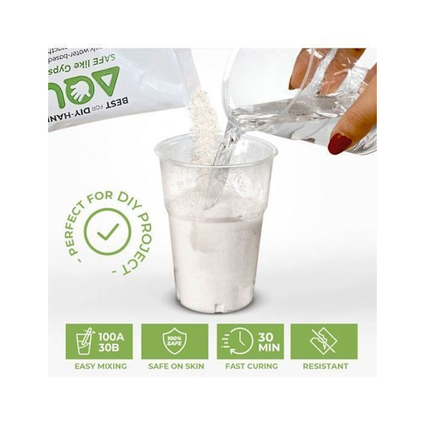 AQUA RESIN - Vit mineral vit, icke giftig, att blanda med vatten, färgbar, idealisk för formar och DIY (1 kg)