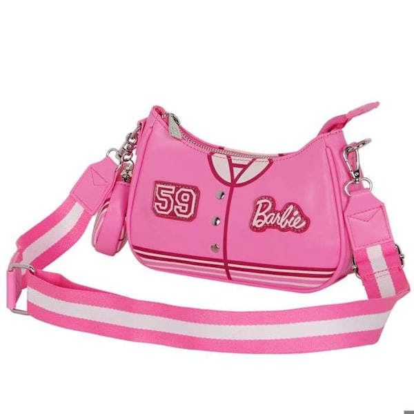 Axelväska - BARBIE - VARSITY - Rosa - Zipfack - Justerbar rem Rosa