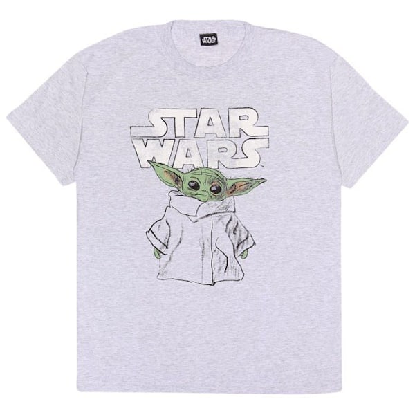 Popgear T-shirt - MAN00818WBT06 - Star Wars The Child Sketch Herr T-shirt dam Grå M