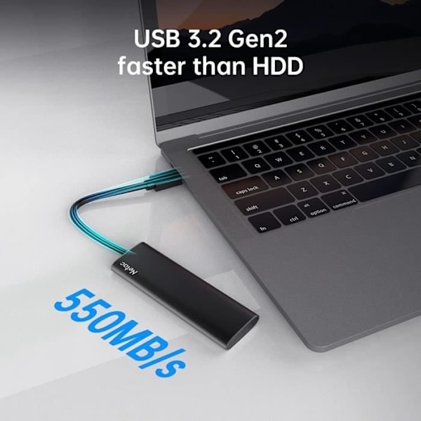SSD Portabel - NETAC - 500 Go - USB 3.2 Gen 2 - Typ-C - Aluminium