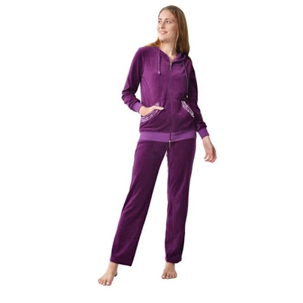 RAIKOU Women's Velvet Trainingsuit - Lilaröd - Långa ärmar Lila röd S