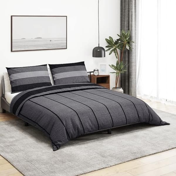 vidaXL Påslakanset Mörkgrå 200x200 cm Bomull 136421