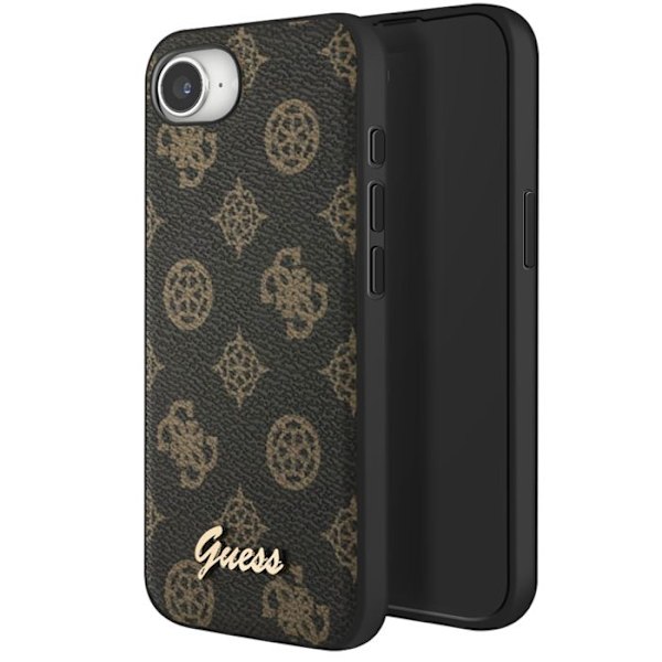 Coque MagSafe för iPhone 16e Tryckt Pion Skript Logotyp i relief Guess Svart