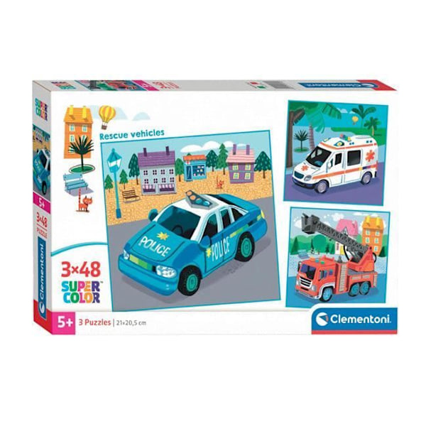Clementoni pussel super color fyrkant räddningstjänst, 3x48st.