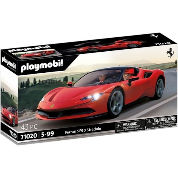 PLAYMOBIL 71020 Ferrari SF90 Stradale, klassiska bilar, samlarbil, 43 delar, från 5 år och uppåt röd och svart