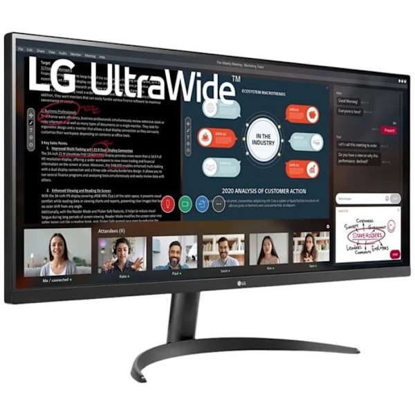 UltraWide PC-skärm - LG - 34WP500 - 34" UWFHD - IPS-panel - 5 ms - 75 Hz - 2 x HDMI - AMD FreeSync Svart