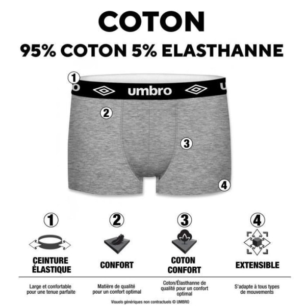 Umbro boxershorts i bomull för män, allergivänliga, stretchiga och mjuka herrtrosor, (förpackning om 4) - flerfärgad Flerfärgad XXL