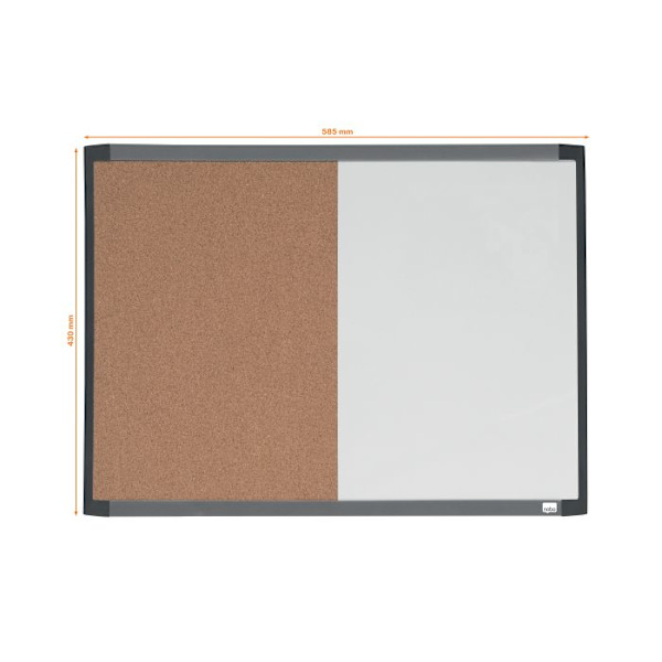 2-i-1 väggskiva - Nobo - Vit - Magnetisk torrradering - Korkskiva - 585 x 430 mm