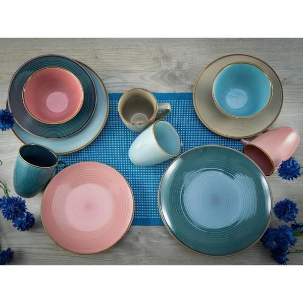 Servis i bordet - CreaTable - Cosy Day - 16 delar - Högkvalitativ stengods - Pastellfärger