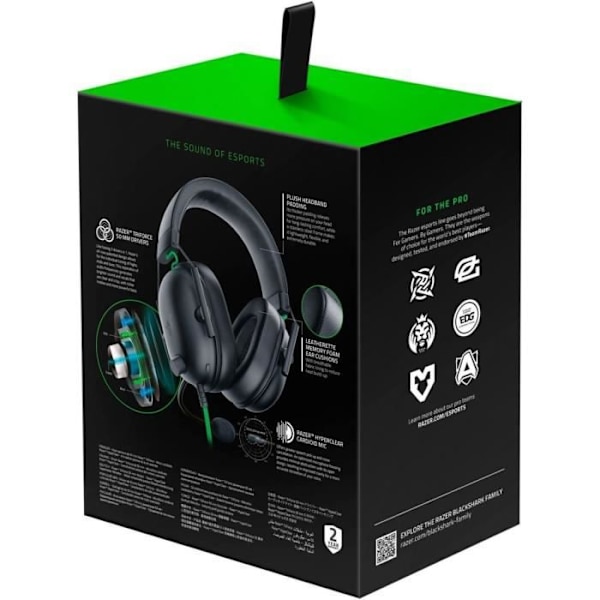 Spelheadset - RAZER - BLACKSHARK V2 X USB - Svart - Brusreducerande mikrofon - 50 mm Triforce Svart