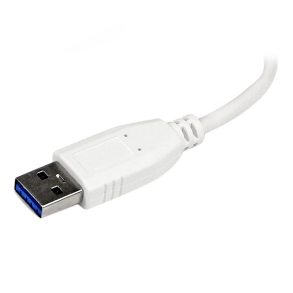 4-portars USB 3.0 Hub med integrerad kabel - Vit - Bärbar Mini USB Hub - USB3 Hub - ST4300MINU3W