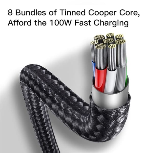Yesido - Datakabel (CA87) - Typ-C till Typ-C, Lightning, 100W, 480Mbps, 1,4m - Svart