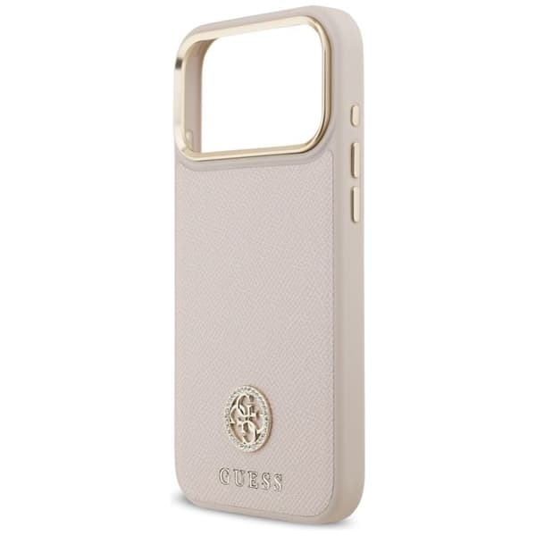 Coque Guess Grained Strass Logo MagSafe för iPhone 17 Pro Max - Rosa Rosa