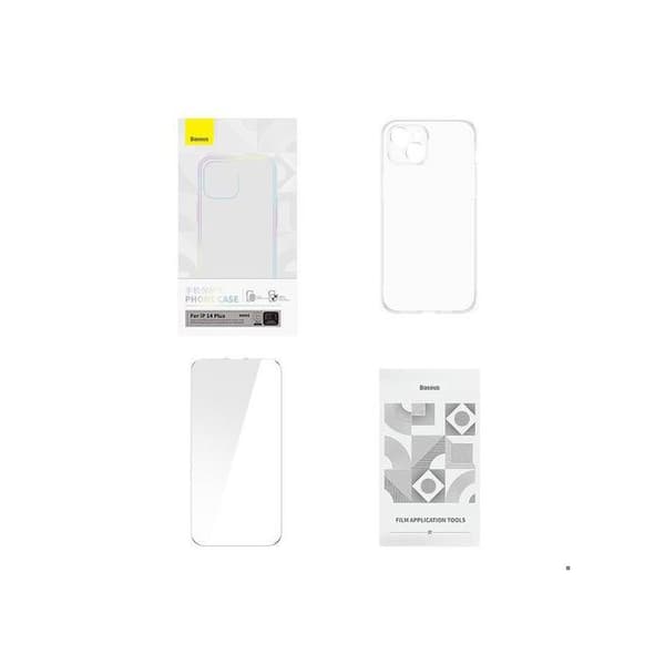 Magnetiskt skal - BASEUS - iPhone 14 Plus - Transparent - Magnetisk - Härdat glas Transparent