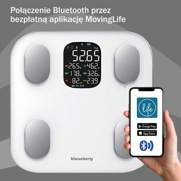 Elektronisk skala - KLAUSBERG - KB-7855 - Bluetooth - LCD-skärm - 200 kg