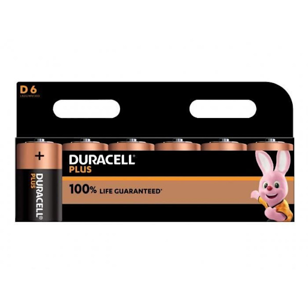 Duracell Paket med 6 engångsbatterier D 6 LR20 MN1300 Cell Plus Power +100 % batterier (Pack 6) 1,5 V