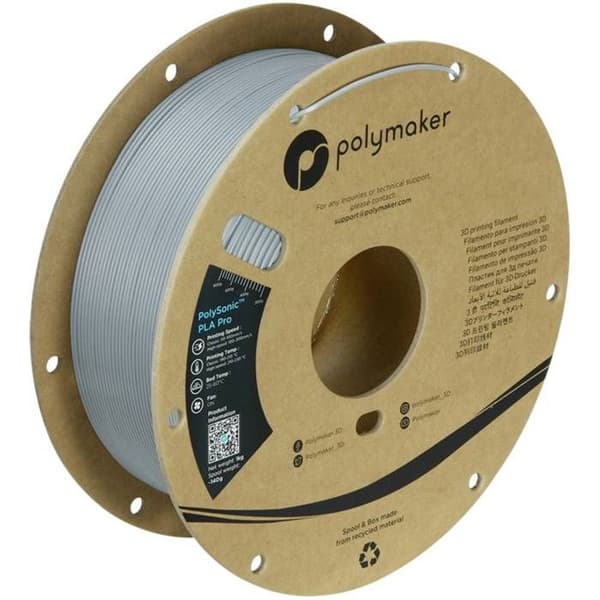 Polymaker PA13003 Filament PLA+ filament hög hastighet, stötresistent 1.75 mm 1000 g grå PolySonic™ 1 st.