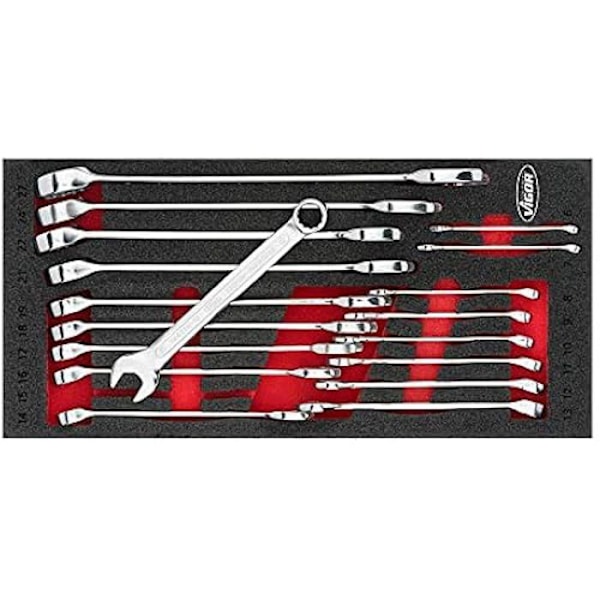 Ringnyckel - VIGOR - V6723 - Mjuk 2K-skum - Dimensioner L 563x393x35 mm - Färg Röd Röd