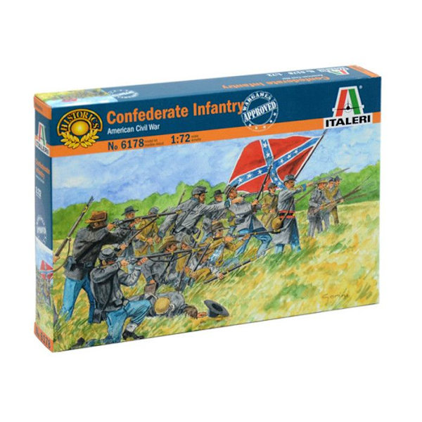Militära figurer - Italeri - Confedererad infanteri - 50 delar - Skala 1/72 - Att måla Platt Tan, Platt Hudton Varm Ton, P