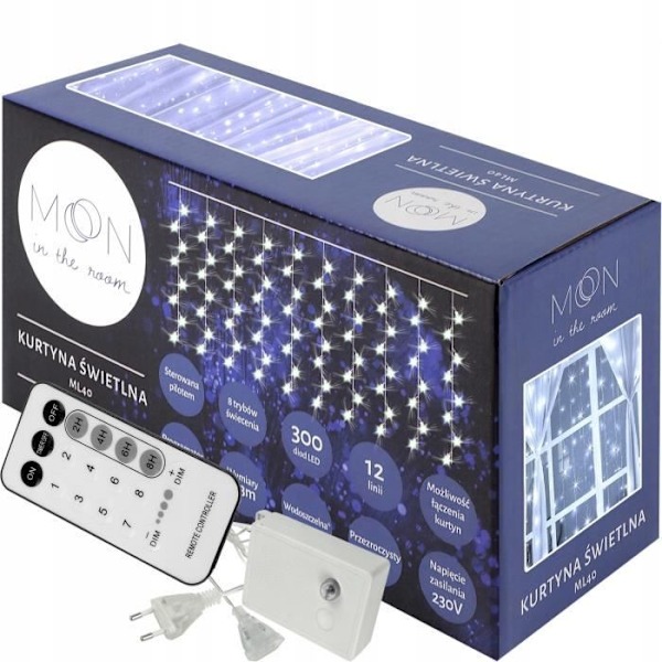 Ljusgardin - Inte specificerad - 300LED - 3x3m - Kallvit - Fjärrkontroll Vit kyla