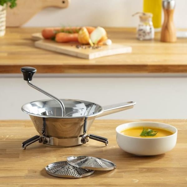 MOULINEX Classic Grönsakskvarn, Rostfritt stål, Skålar upp till 21 cm, Tål diskmaskin, Tillverkad i Frankrike A40106 Rostfritt stål