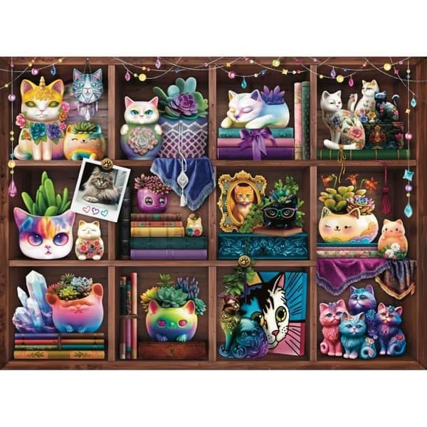 Pussel - RAVENSBURGER - Cubby Cats och Succulenter - 500 bitar - Ej 3D - Flerfärgad