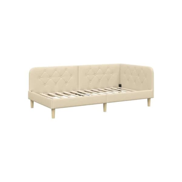 Vinkelsängram i tyg - vidaXL - Kräm - 100x200 cm - L-formad design - Multifunktionell sängsoffa Grädde