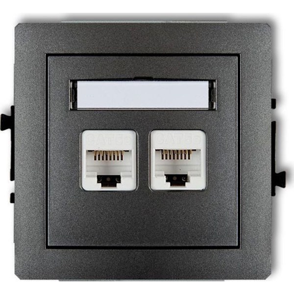 Switch - hub ethernet - injektor Karlik - 12DGK-2 - DECO dubbla datakontakter 2xRJ45, kat. 5e, 8 stift svart matt