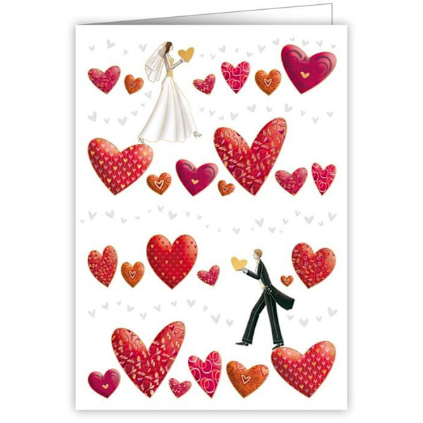 Gratulationskort - Jubileumskort - Quire Collections Noteskort - 3905 - Hearts Bröllopskort