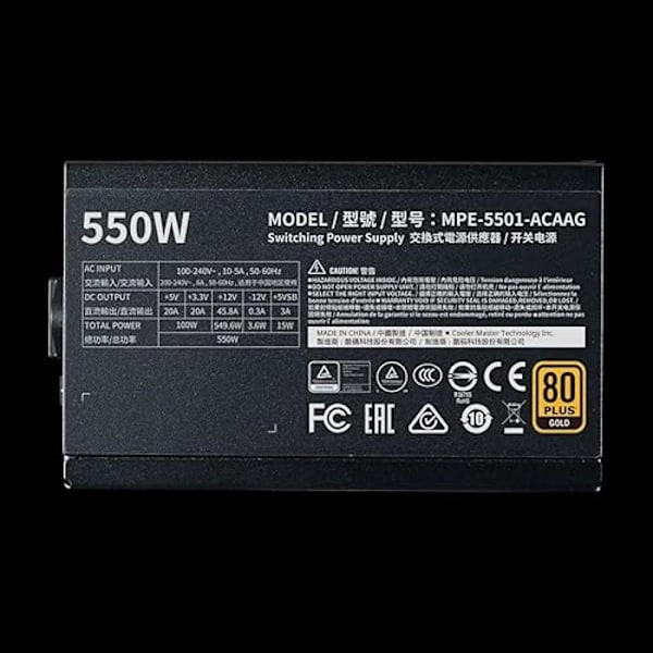 Strömförsörjning - COOLER MASTER - G Gold 550 V2 - 550 W - 80 Plus Gold - HDB-fläkt 120 mm