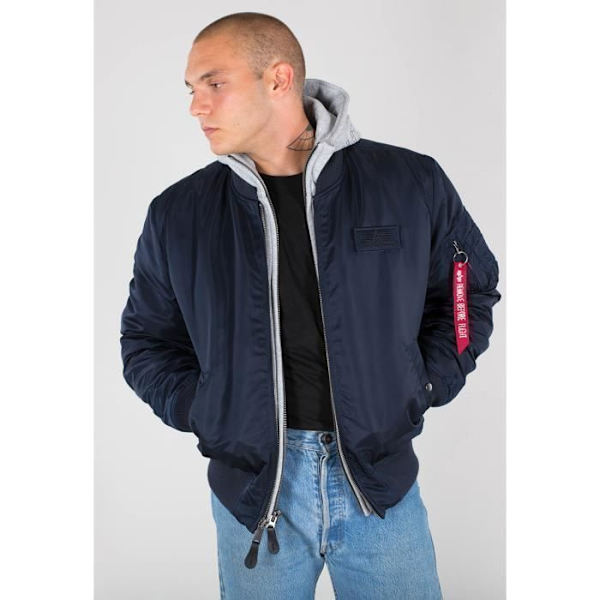 Jacka - Alpha Industries - MA-1 D-Tec - Mörkblå - Långa ärmar - Huva Mörkblå M