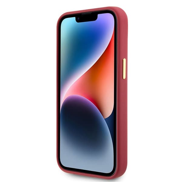Guess Silikonfodral med Strass 4G för iPhone 15 - Röd Röd