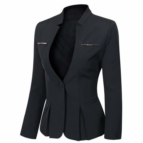YYNUDA Damblazer svart elegant slim fit 1 knapp storlek XL - Kostymjacka polyesterfoder Svart XL