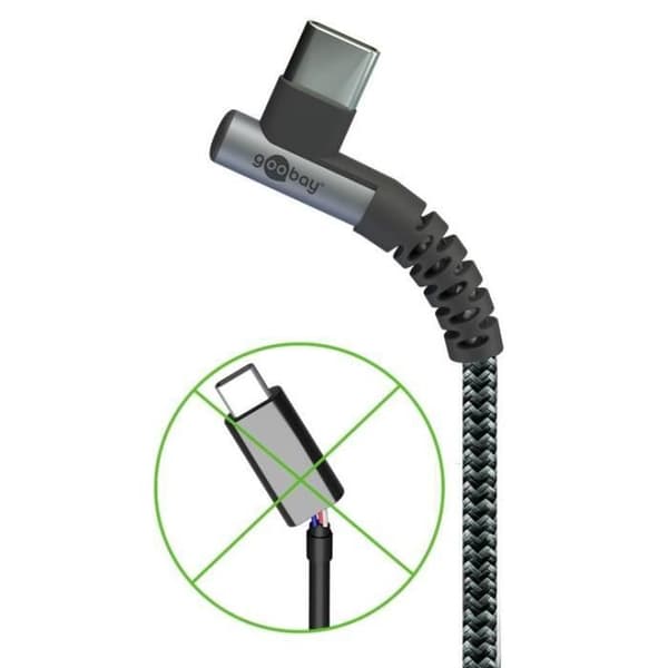 USB-C™-kabel - GOOBAY - Vinklad modell - 60W - 0,5 m - Grå Sideral/Silver