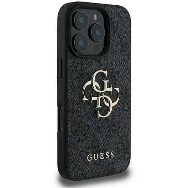Coque Souple - GUESS - iPhone 16 Pro - Ekologiskt Läder - Svart - 4G Oversized Logotyp Svart