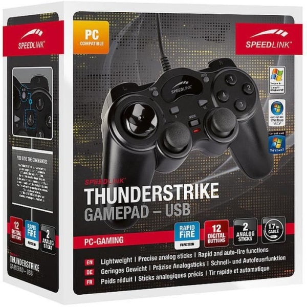 Wired Controller - SPEEDLINK - THUNDERSTRIKE - Black - PC (SL -6515 -BK)