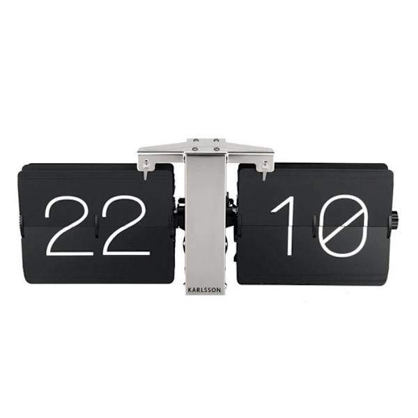 Digital bordsklocka - KARLSSON - Flip - Metall - Svart - Krom - 14 cm Svart, krom