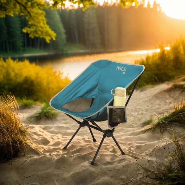 Fällbar ultralätt stol - NILS CAMP - NC3320 - Blå - 0,8 kg - Polyester 600D - PVC-beläggning - Stålramar