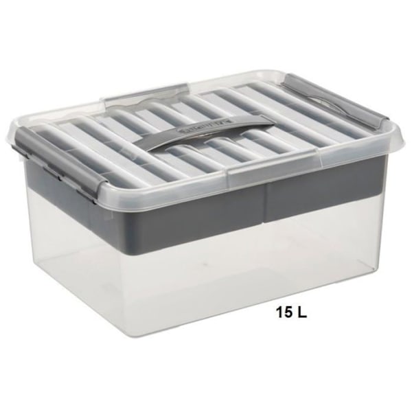 Förvaringslåda - Ej specificerad - Stor - 15 Liter - Transparent - Grå Klart, grå