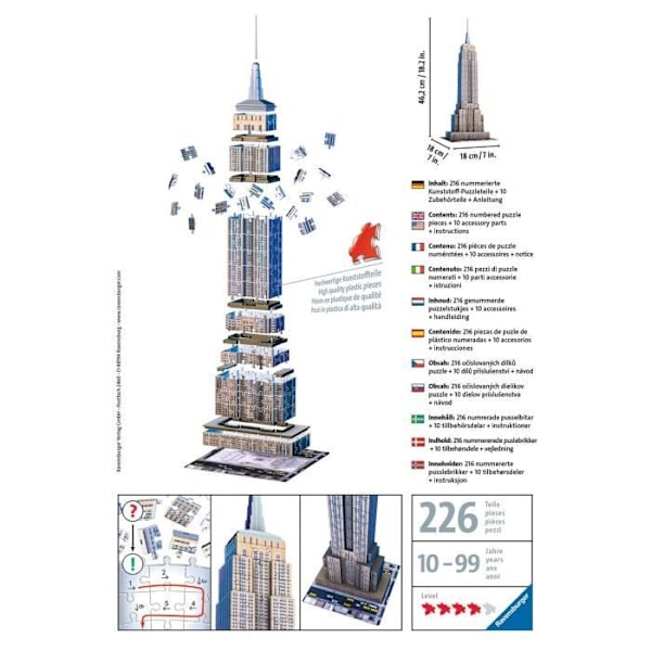 3D-pussel - RAVENSBURGER - Empire State Building - 216 bitar - Flerfärgad Flerfärgad